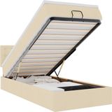 vidaXL Bed met matras 90x200 cm stof crèmekleurig