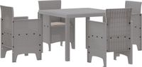 vidaXL - Eettafel Set - 5 Stuks - Lichtgrijs - Polypropyleen