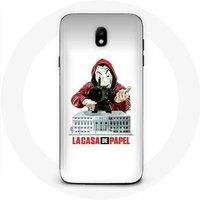 Maniacase Etui voor Samsung Galaxy J7 2017 La Casa De Papel Masker Logo Witte Achtergrond