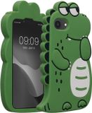 kwmobile hoesje geschikt voor Apple iPhone 17e / iPhone 16e - Backcover voor smartphone in zwart / wit / groen - Schattige dino design