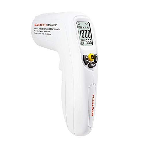 Mastech MS6590P infrarood thermometer/contactloos/voor menselijke temperatuurmetingen van 32 °C tot 42 °C, nauwkeurigheid 0,2 °C, 142 x 92 x 47 mm