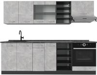 Vicco R-Line Complete keukeneenheid – 240 cm, WB Antraciet Beton/antraciet