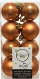 Decoris kleine kerstballen - 16x st - cognac bruin - 4 cm - kunststof