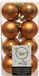Decoris kleine kerstballen - 16x st - cognac bruin - 4 cm - kunststof