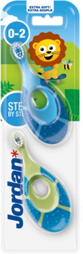 Jordan® Step 1 Baby Tandenborstel (0-2 jaar) - 2 stuks - Blauw
