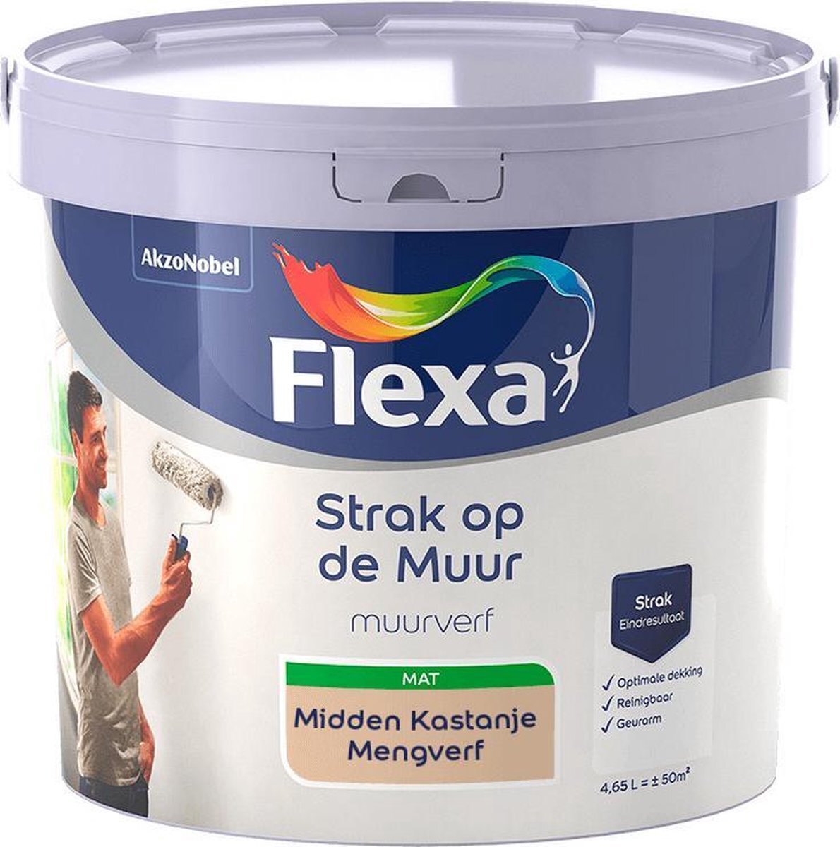 FLEXA Strak op de muur - Muurverf - Mengcollectie - Midden Kastanje - 5 Liter