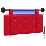 vidaXL Hangend hoofdbord met LED-verlichting, rood, kunstleer