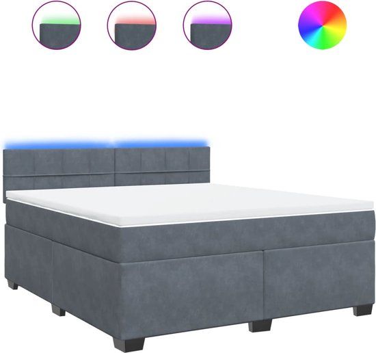 vidaXL Boxspring met matras fluweel donkergrijs 180x200 cm