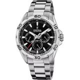 Festina Classics F20623/5 Herenhorloge Multifunction Datum en dag aanduiding RVS Zwarte wijzerplaat