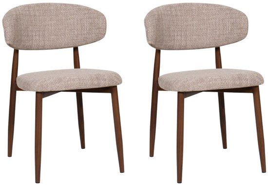 Giga Meubel Eetkamerstoel Alexia - Taupe/Walnoot - Set van 2