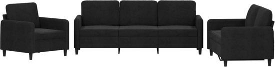vidaXL 3-delige Loungeset fluweel zwart