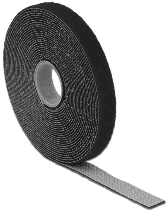Delock Reichelt Klittenband rol 13mm / zwart (5 meter)