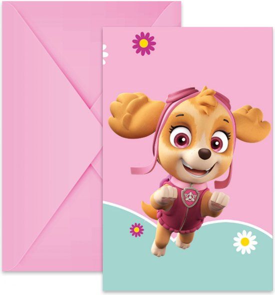 Procos Vegaoo - 6 Paw Patrol uitnodigingen met Skye en Everest
