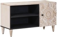 vidaXL TV Kast met plank Wit 80 x 31,5 x 46 cm Massief Mango Hout
