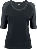 Urban Classics Ladies 3/4 Contrast Raglan Tee Shirt met lange mouwen zwart-antraciet 4XL