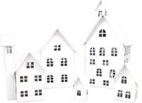 UNUS® Huisjes decoratieve 5-delige set, lichthuisjes van metaal wit