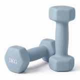 Merkloos / Sans marque Relaxdays Dumbbells - Set van 2 - Gietijzer - 3 kg - Antislip - Lichtblauw