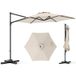 Parasol de jardin extérieur parasol déporté hexagonal avec rotation 360° réglable, socle en croix, amovible, protection solaire, beige