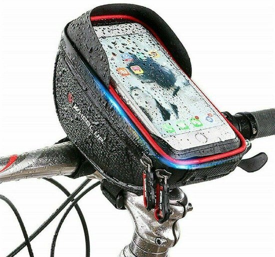 Opline Telefoonhouder Fiets Universeel | Fiets / Racefiets / Mountainbike | Waterdicht | Opbergruimte| Geschikt voor Samsung / iPhone / Universeel | Fietshouder | FIets Telefoon Houder | Waterdicht | Houder Fiets Telefoon | Fietstas