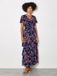 Apricot Maxi-jurk met chiffon lagen en bladeren in aquarel