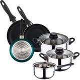 WELLHOME Ustensiles de cuisine 8 pièces Bleu métallique
