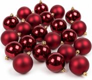 Decoris Kerstballen - 24x st - donkerrood - 8 cm - kunststof - mat/glans - kerstversiering