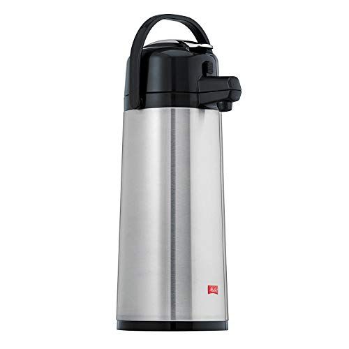 Melitta Pomppot 2,2 liter/ca. 16 kopjes – vacuüm-isolatie van glas, buitenkant van roestvrij staal – zilver en zwart