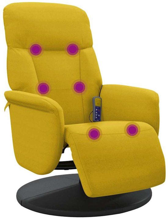 vidaXL Massagestoel verstelbaar met voetensteun fluweel geel