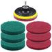 Ensemble de brosses de forage - 9 pièces - Tampons de ponçage rouge et vert - Porte-tampon de 10 cm