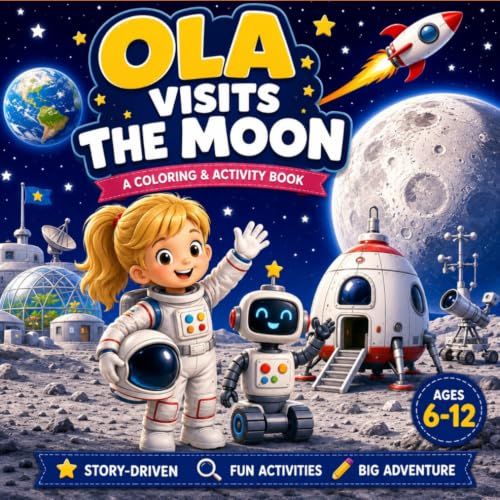 OLA VISITS THE MOON: A Story-Driven STEM Coloring & Activity Book for Kids Ages 6–12