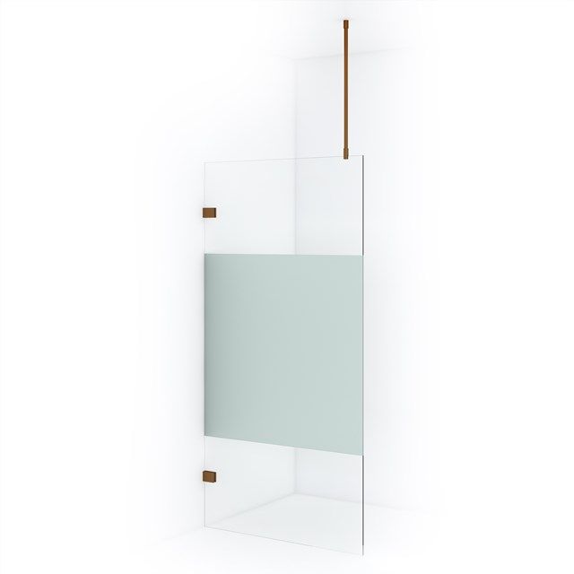 Maxaro Inloopdouche Diamond 100cm 8mm Helder Veiligheidsglas met Matte Strook Koper