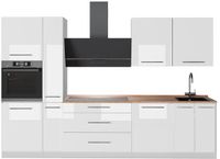 Vicco Complete keukeneenheid Fame-Line, Wit Hoogglans/Wit, 310 cm, WB Eik