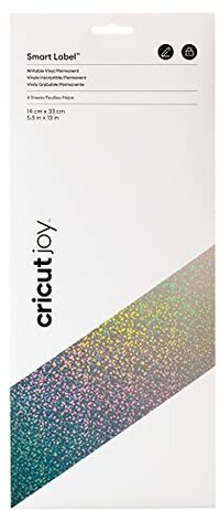 CRICUT Joy Smart Label beschrijfbaar vinyl (Permanent) | Zilver holografisch | 4 vellen | 14 cm x 33 cm (5,5 "x 13") | Voor Joy