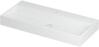 Wastafel INK United Wastafel Porselein met 1 Kraangat incl. Porseleinen Click Plug en Verborgen Overloop Systeem - 1000x450x110 mm - Mat Wit