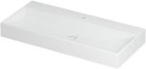 Wastafel INK United Wastafel Porselein met 1 Kraangat incl. Porseleinen Click Plug en Verborgen Overloop Systeem - 1000x450x110 mm - Mat Wit