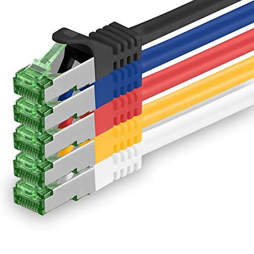 1aTTack.de 0,5 m Cat.7 netwerkkabel 5 stuks Cat7 patchkabel LAN-kabel Ethernet RJ45 10 Gbit/s 5 kleuren