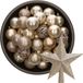 Decoris Boules de Noël - 37x pièces - 6 cm - avec étoile de sommet - champagne - plastique