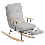 SONGMICS HOME Fauteuil à bascule, pieds en bois de caoutchouc, surface en polaire | Dossier réglable en 4 positions, capacité de charge jusqu'à 160 kg, pour chambre à coucher, salon, gris, TEOU Collection LYY016GD01