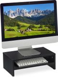 Relaxdays beeldscherm verhoger - met vak - 14 x 40 x 23,5 cm - bureau - zwart