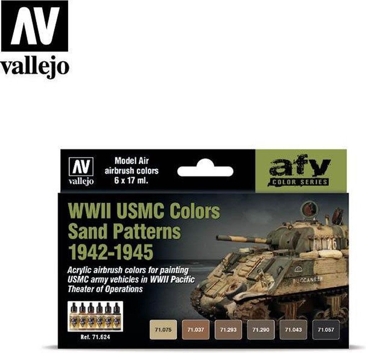 Acrylicos Vallejo 71624 WWII USMC Colors Sand Patterns 1942-1945 - Acryl set Verf set