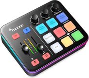 MAONO Gaming-audiomixer, RGB-pc-mixer voor streaming, XLR-interface met 48 V fantoomvoeding, doe-het-zelf geluidseffecten, volumeregeling, dempknop, ruisonderdrukking, opname, zang
