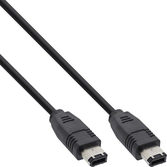 InLine FireWire-kabel, IEEE1394 6pin male / male, zwart, 3m
