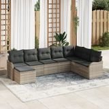 vidaXL Tuinbank - Set - 8 zitplaatsen - Lichtgrijs - Polyrattan