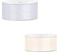 Bellatio Decorations 2x Rouleaux Ruban Satin Cadeau/Ruban Décoratif - 2.5 cm x 25 mètres - 2 Teintes Blanc Brillant