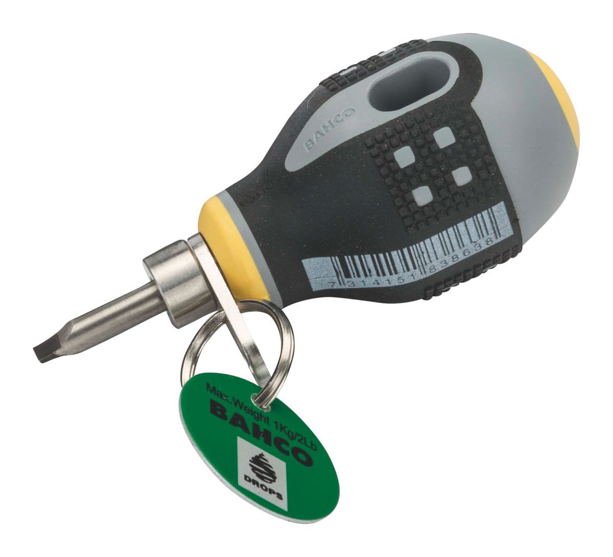 Bahco Schroevendraaier ERGO™ | met veiligheidsring | driecomponentengreep | stubby | rechte punt | gleuf | 1 mm x 5.5 mm x 25 mm - TAH - TAHBE-8350