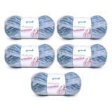 Gründl Wol Mohanna brei- en haakgaren van 90% polyacryl, 10% mohair, 5 x 100 g, dikke wol, lichtblauw-turquoise-donkerblauw