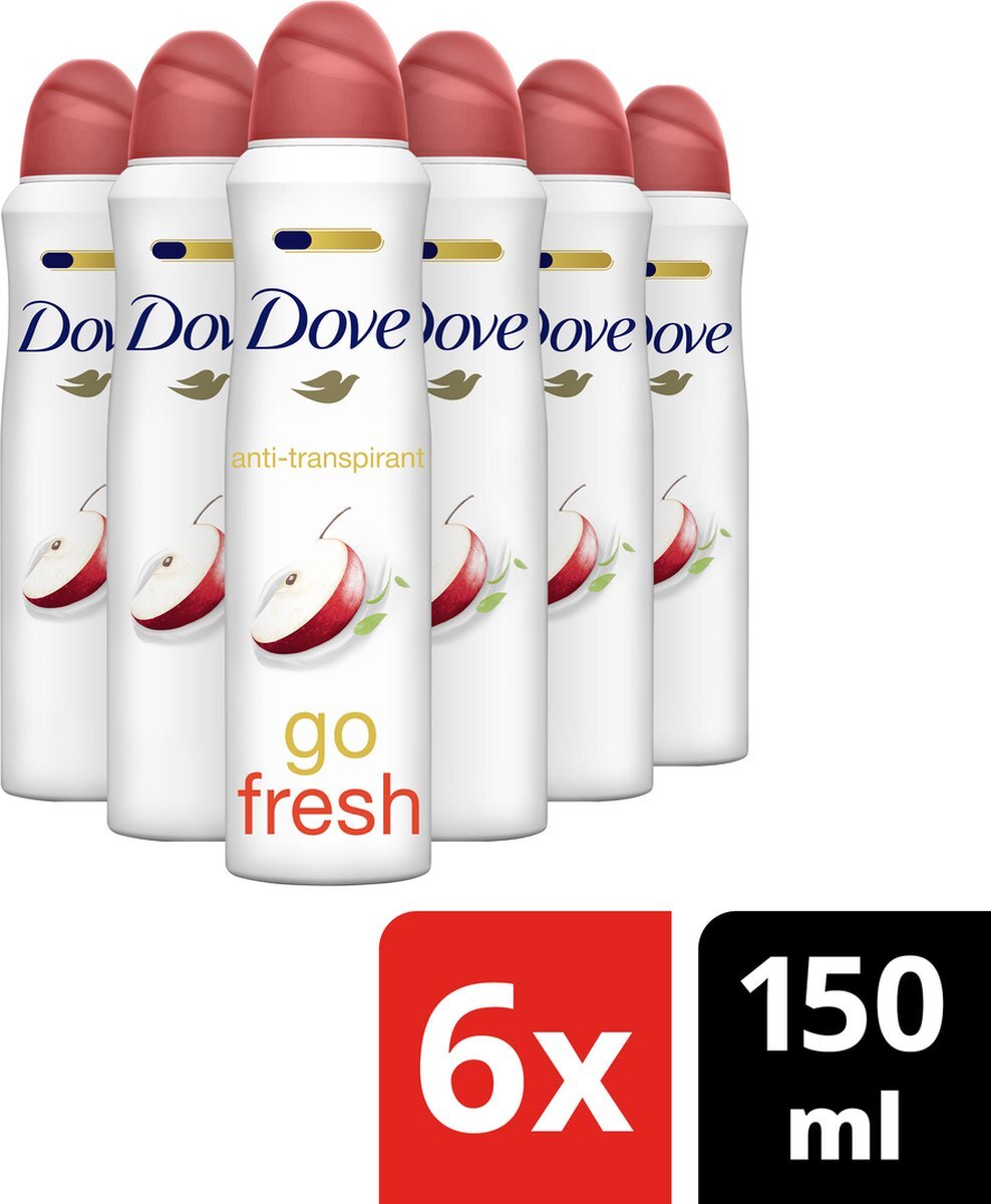 Dove Go Fresh Apple & White Tea Anti-Transpirant Deodorant Spray - 6 x 150 ml - Voordeelverpakking