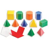 edxeducation 2D3D Geometrische vaste stoffen | Set van 24 | 12 vormen, 12 vouwnetten en activiteitengids | Manipulatieve wiskunde in de klas en geometrie voor kinderen