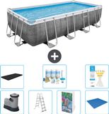 Bestway Rechthoekig Power Steel Zwembad - Rattanprint - 549 x 274 x 122 cm