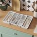 Unyqoos® Uittrekbare bestekbakken – Organiseur blanche en plastique, avec compartiments réglables, jusqu'à 57 cm de large, 38 cm de profondeur, adapté aux tiroirs